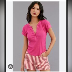 Anthropologie Pilcro Ribbed Henley Tee